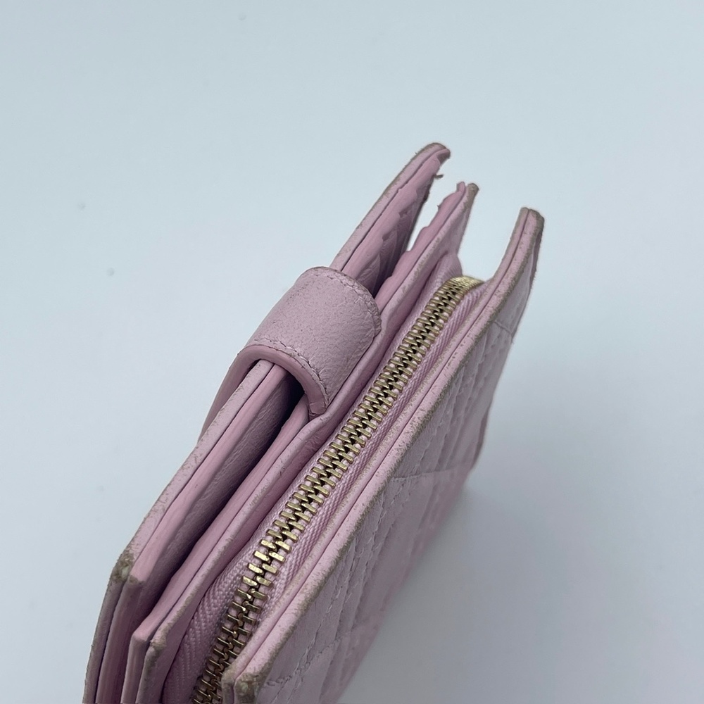 Christian Dior Pink Cannage Quilted lambskin leather lady patches wallet w/zip - Picture 8 of 15